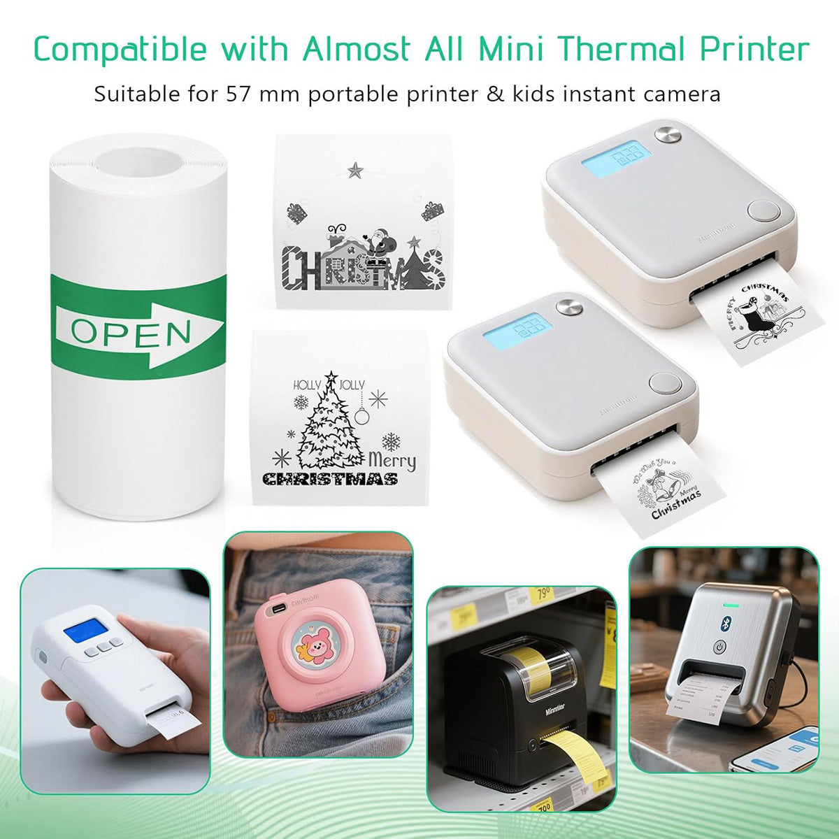 10-30 Rolls Thermal Sticker Paper Labels 57mm
