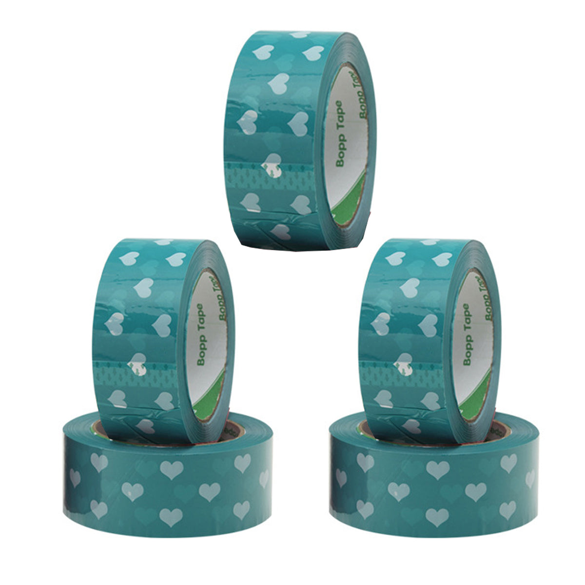 5 Rolls Cute Heart Design Packing Tape Adhesive Set Pink & Blue