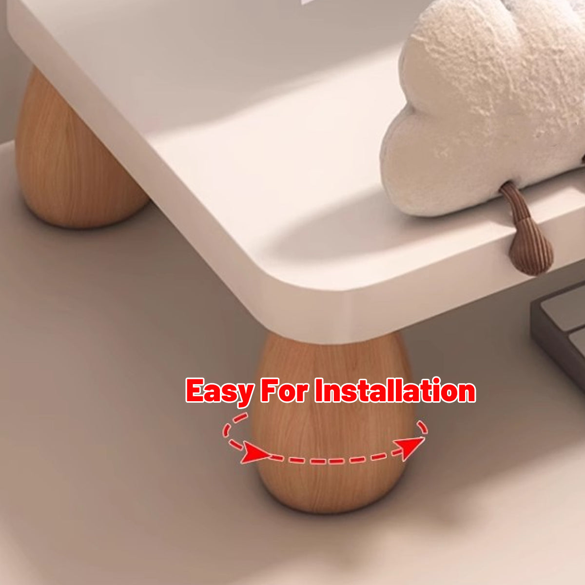 2 Pcs Monitor Riser and Desktop Storage Shelf MDF Beech Wood