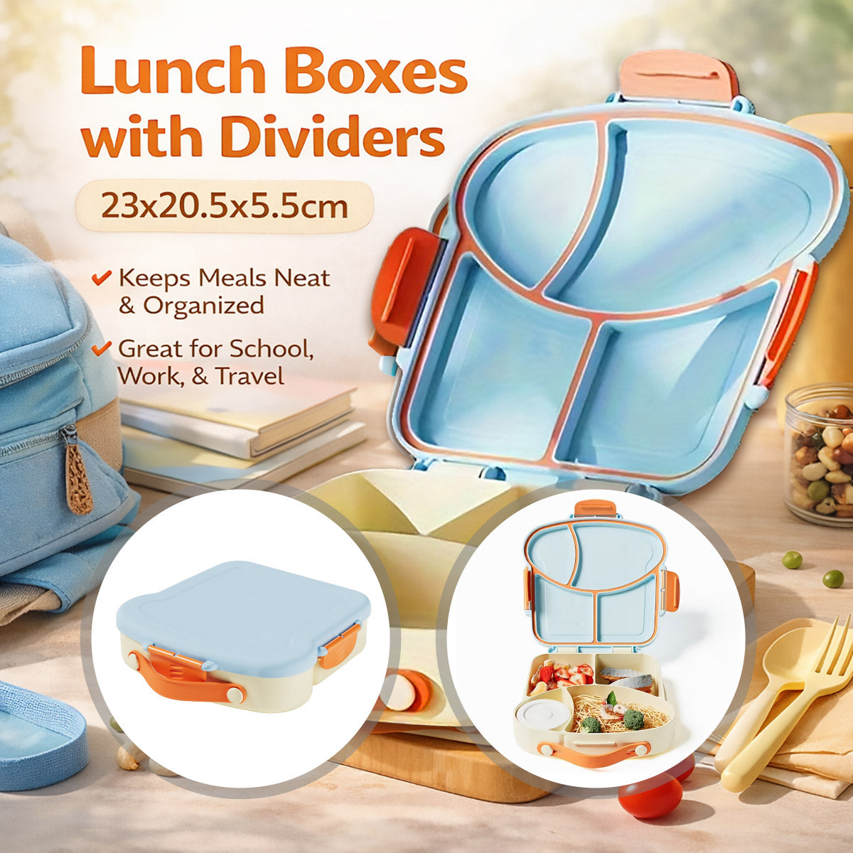 Food Grade PP Bento Lunch Box with Compartments