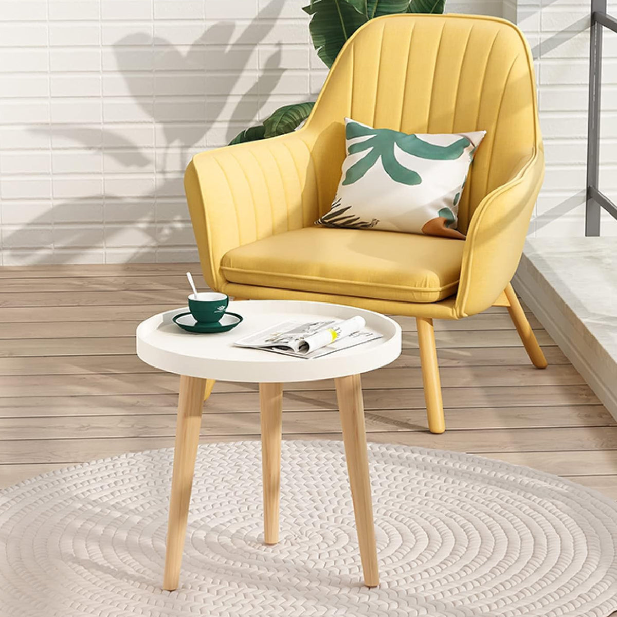 Simple Round Side Table with Stable Legs for Office Break Rooms