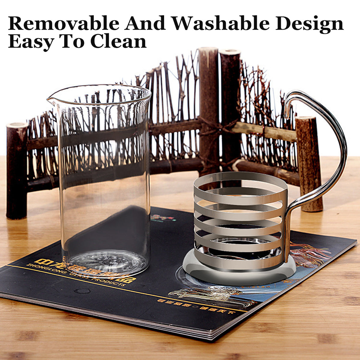 French Press Coffee Maker 350ml Borosilicate Glass