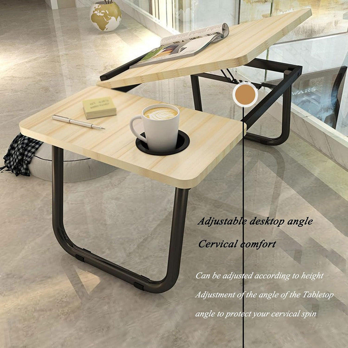 Foldable Laptop Table with 5-Level Height Adjustment