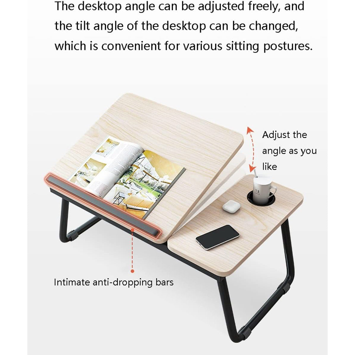 Foldable Laptop Table with 5-Level Height Adjustment