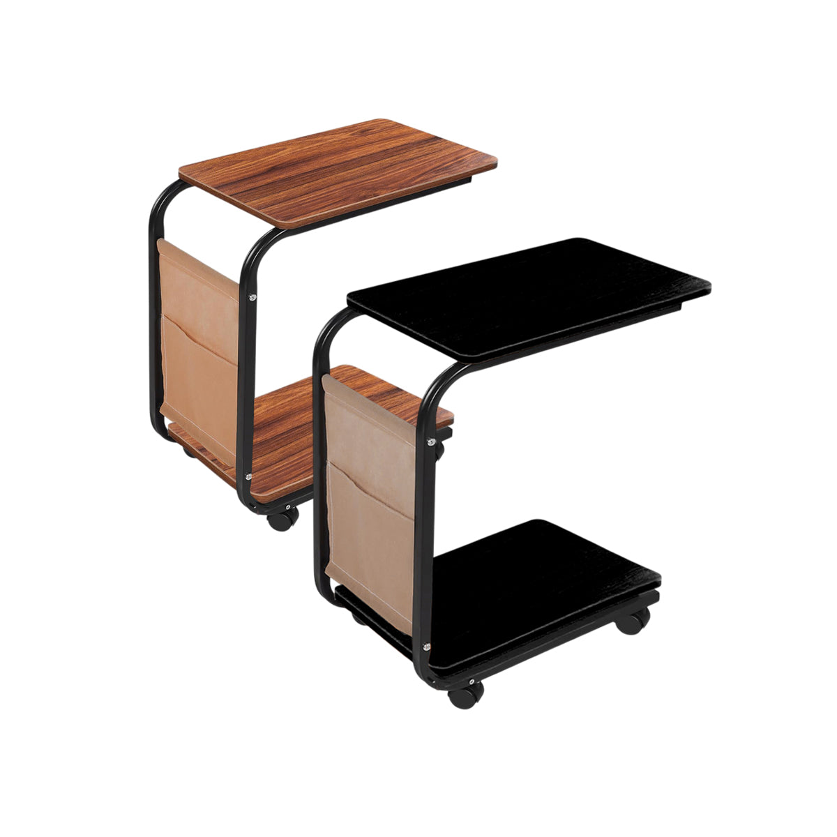 Movable Side Table with Wheels for Sofa Bedroom Living Room