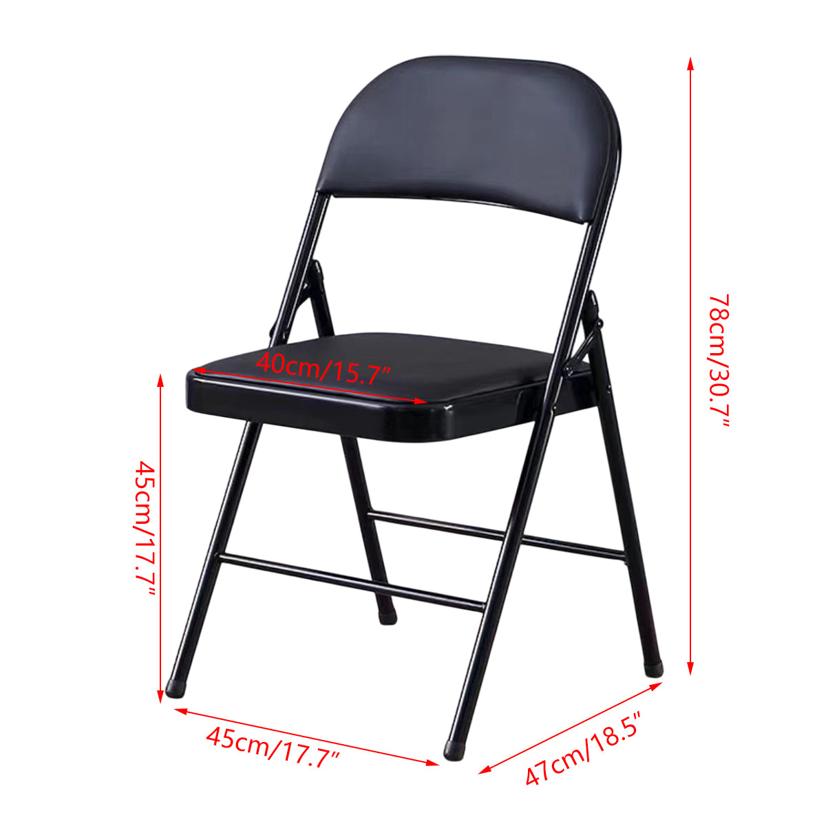 2 Pcs Folding Chairs with PU Leather Seat
