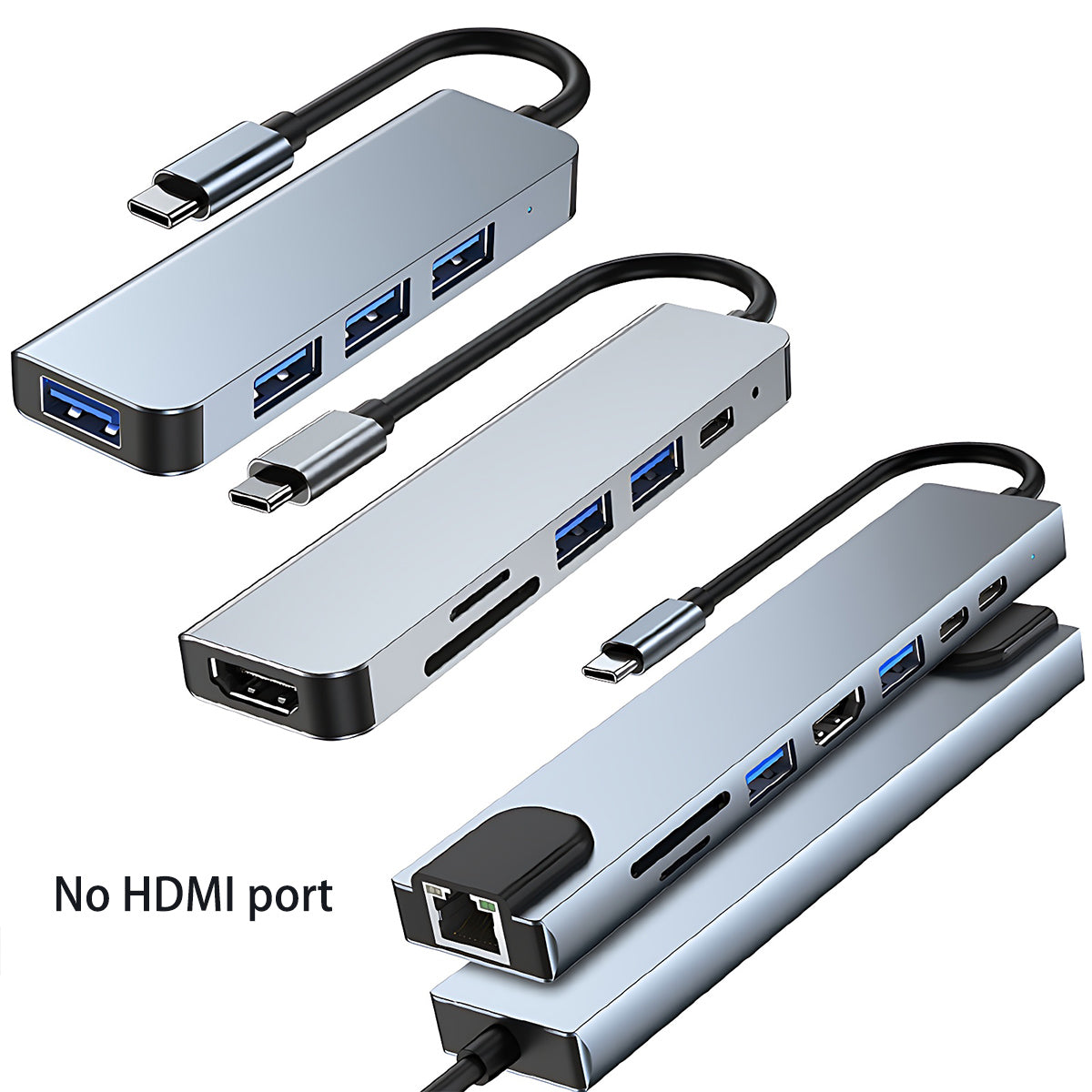 USB-C Hub 8/6/4-in-1 Adapter with HDMI and Multi Ports