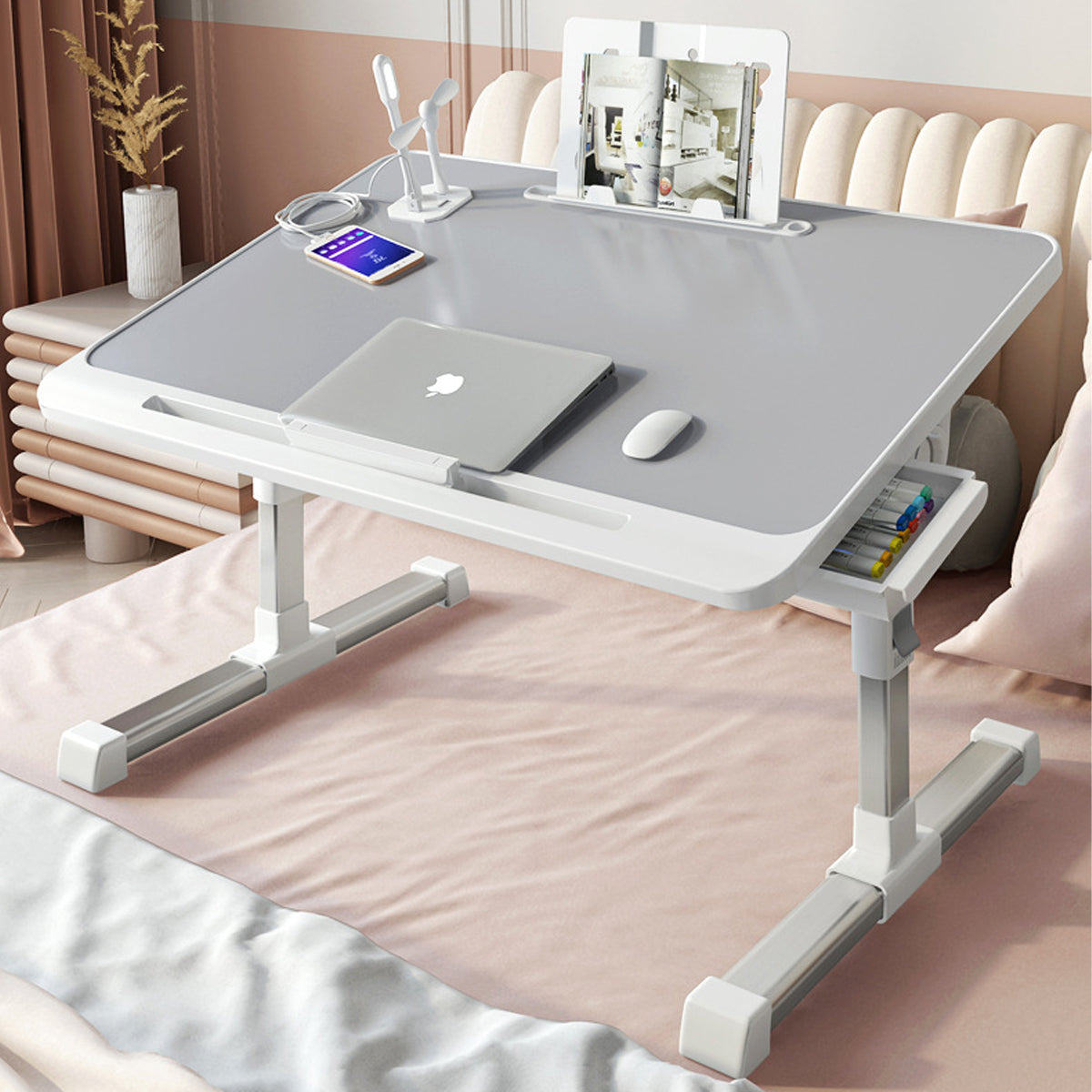 Laptop Bed Tray Desk Adjustable with USB Port for Work and Study