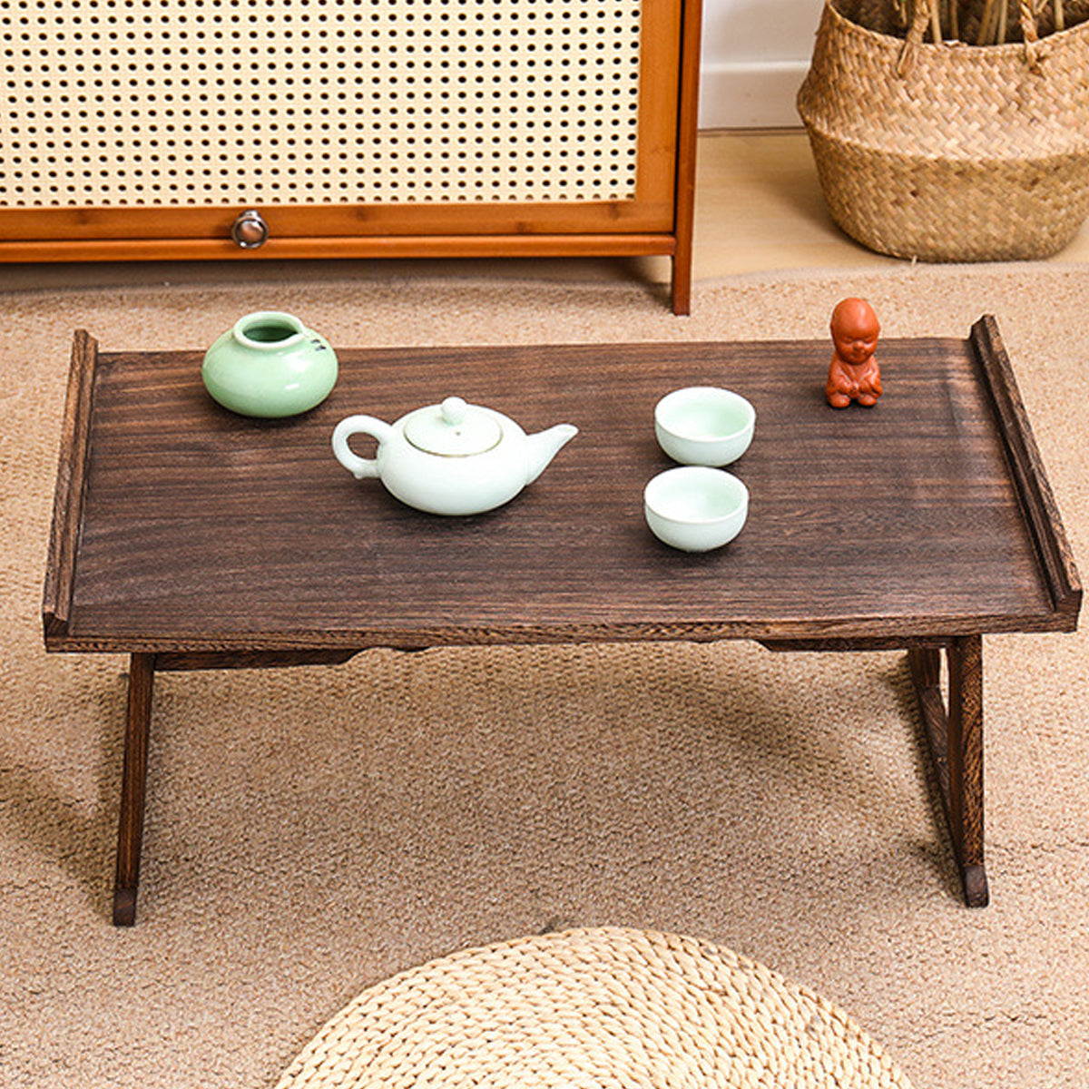Wooden Foldable Chinese Style Tea Table Space Saving Design
