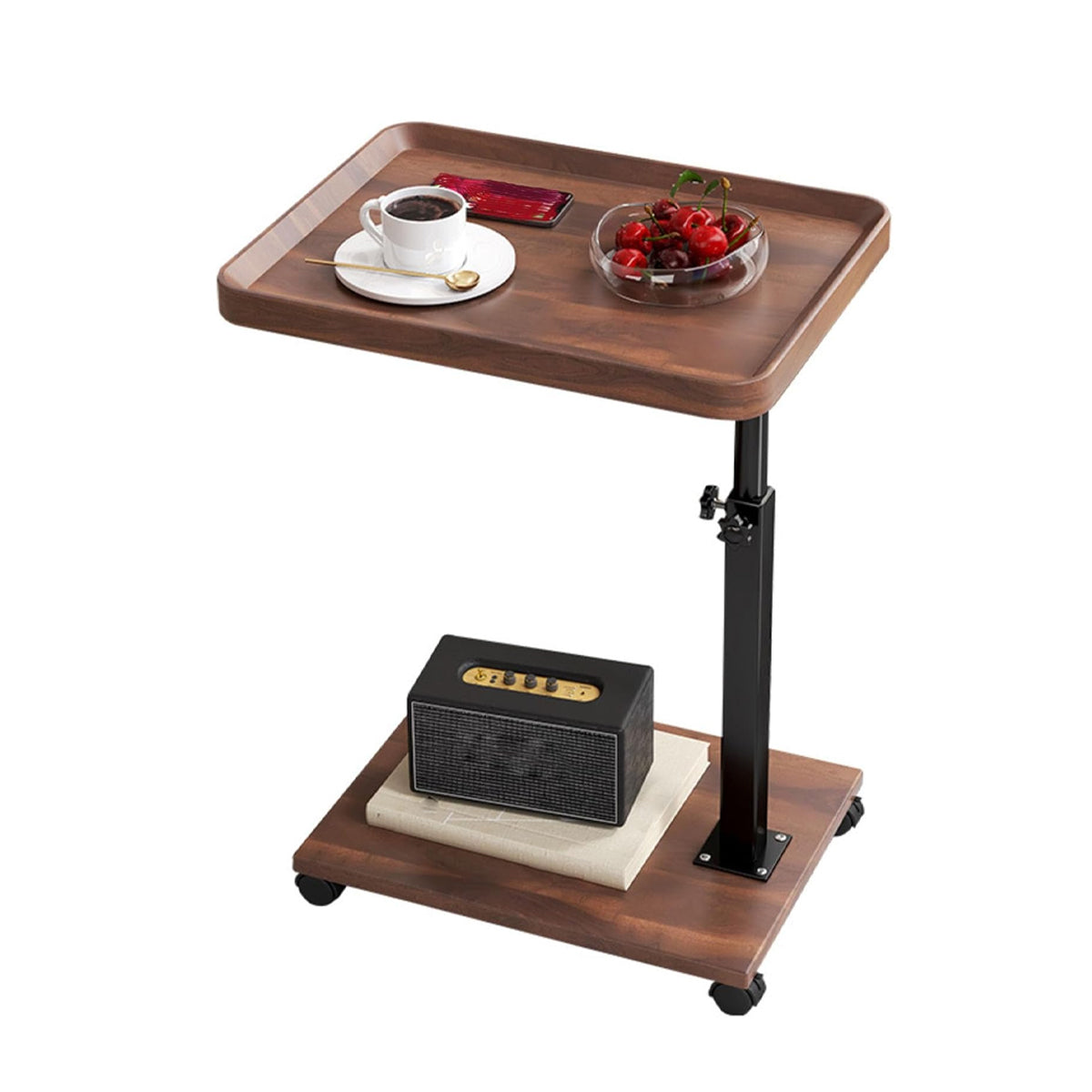 U-Shaped Mobile Side Table Bedside Trolley with Wheels