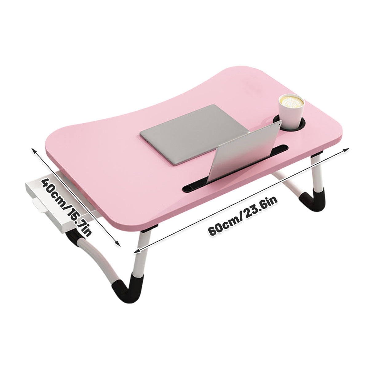 Foldable Overbed Laptop Table with Drawer
