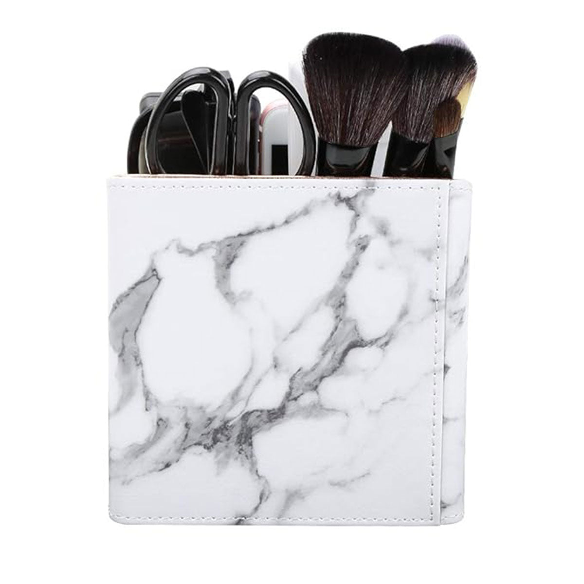 Remote Control Holder Marble PU Leather Gold Trim Organiser