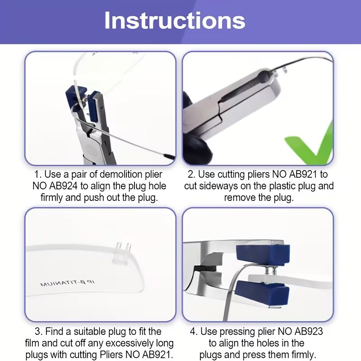 Rimless Glasses Repair Kit with Pliers and Case