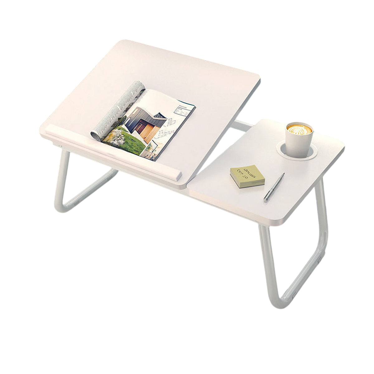 Foldable Bedside Laptop Desk with Adjustable Angle and Cup Holder