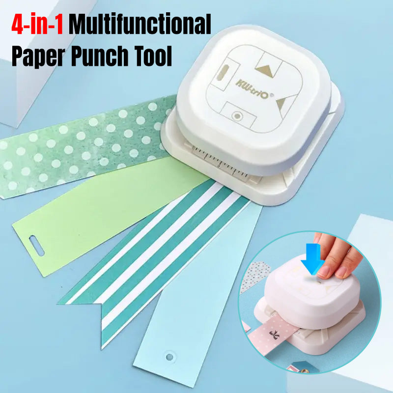 4-in-1 Paper Punch and Embosser with Ruler and Scrap Storage