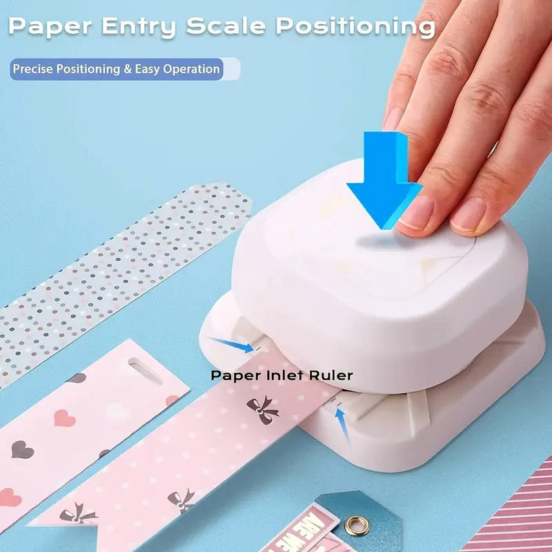 4-in-1 Paper Punch and Embosser with Ruler and Scrap Storage