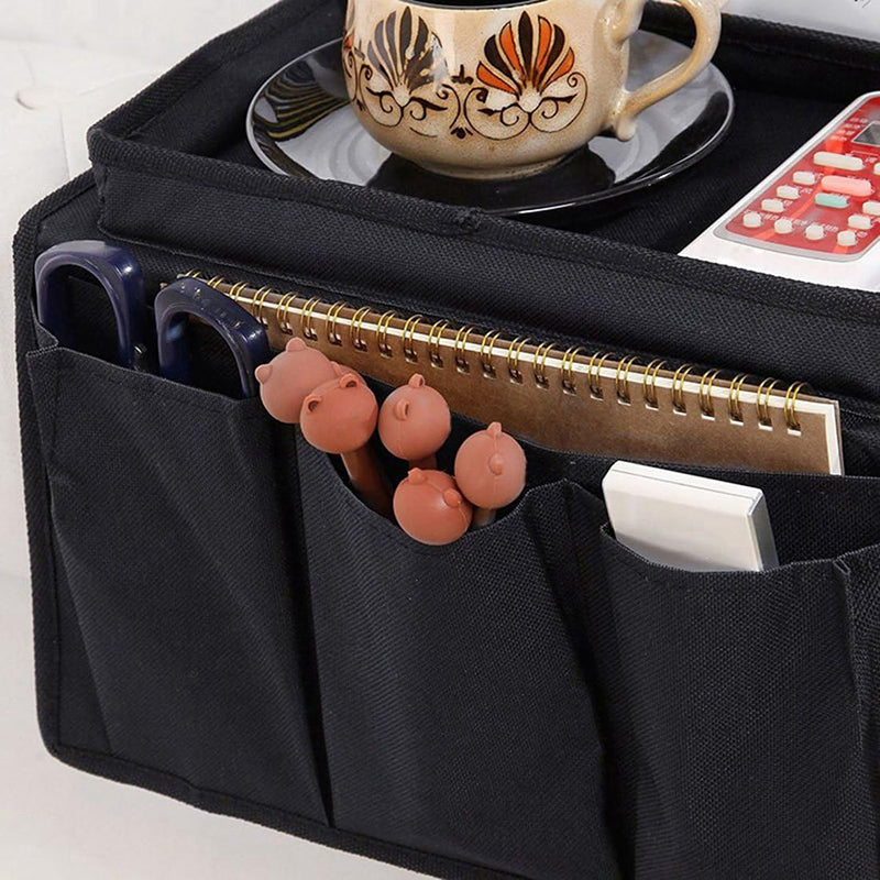 Sofa Arm Organizer with 6 Pockets and Table Top