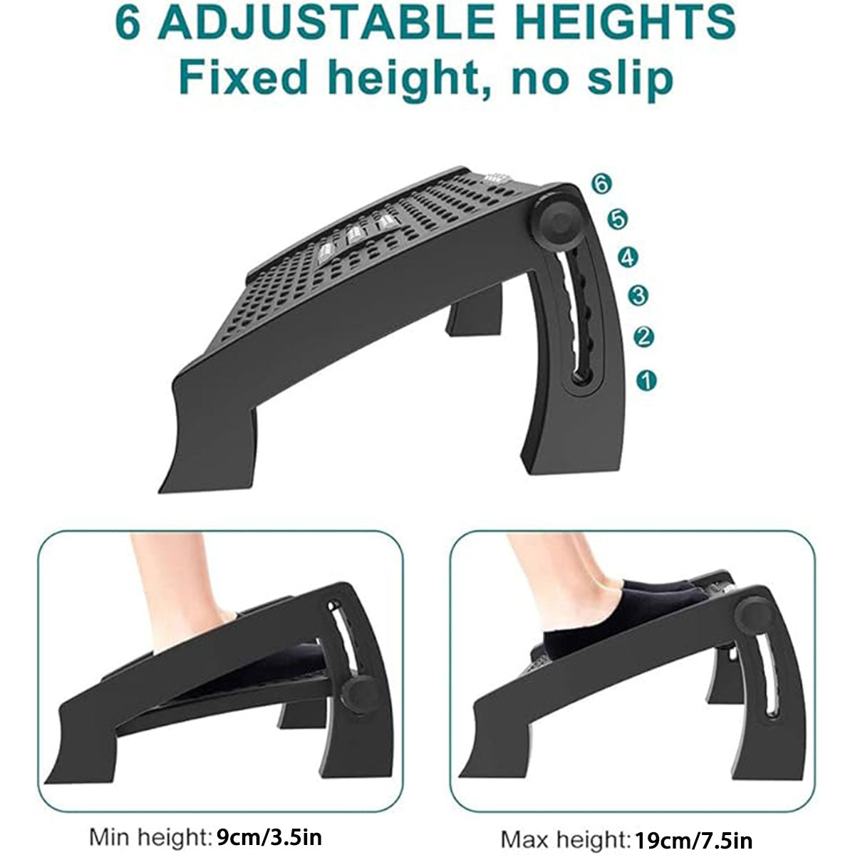 Office Foot Rest Stool Adjustable Pedal with Massage Support