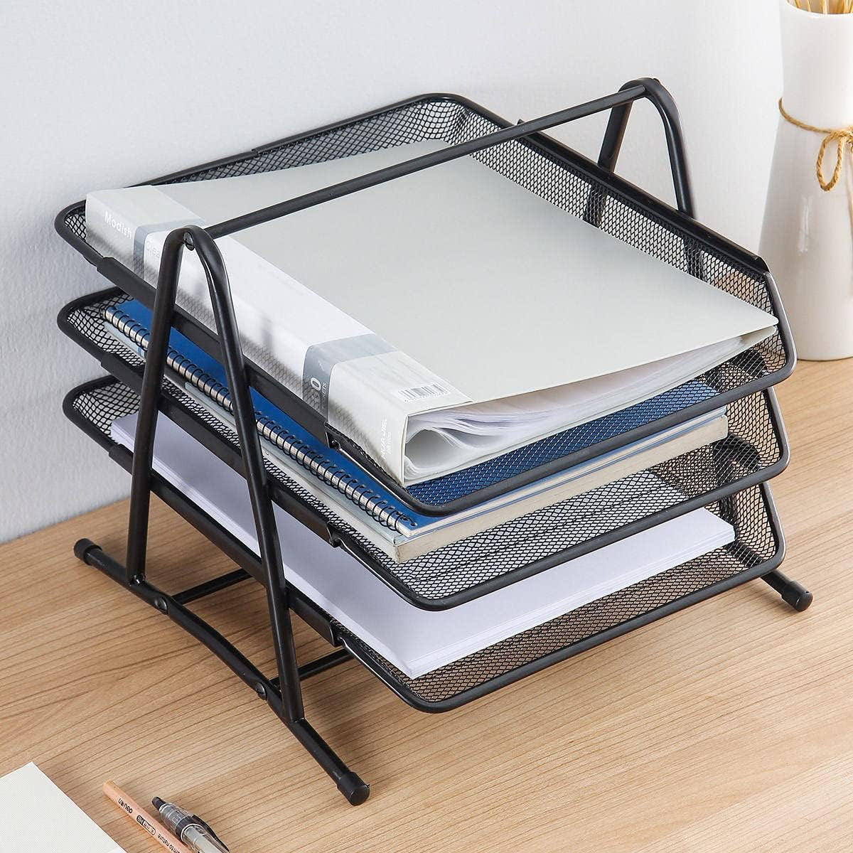 Metal Desktop File Holder Organizer with Multi Tiers
