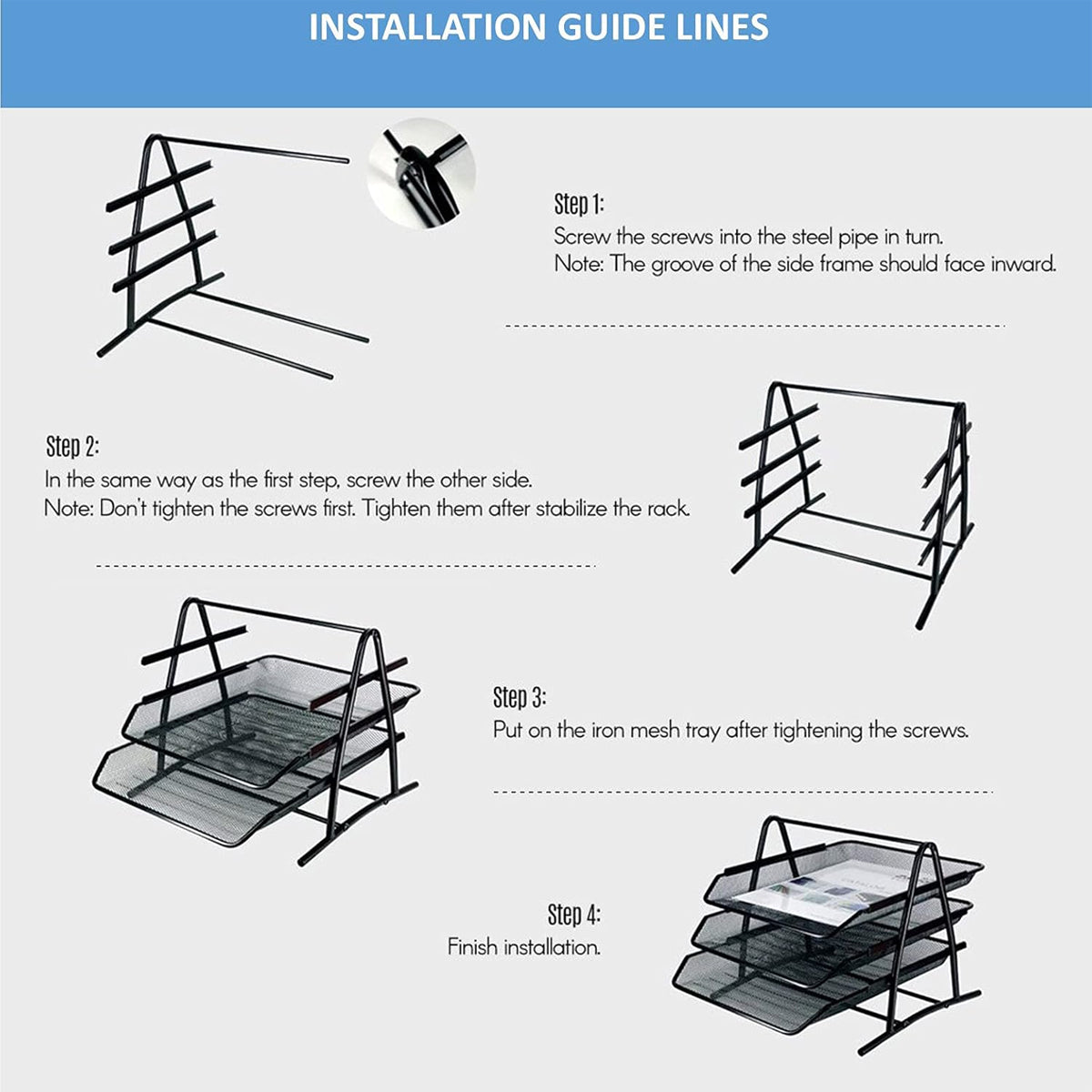 Metal Desktop File Holder Organizer with Multi Tiers