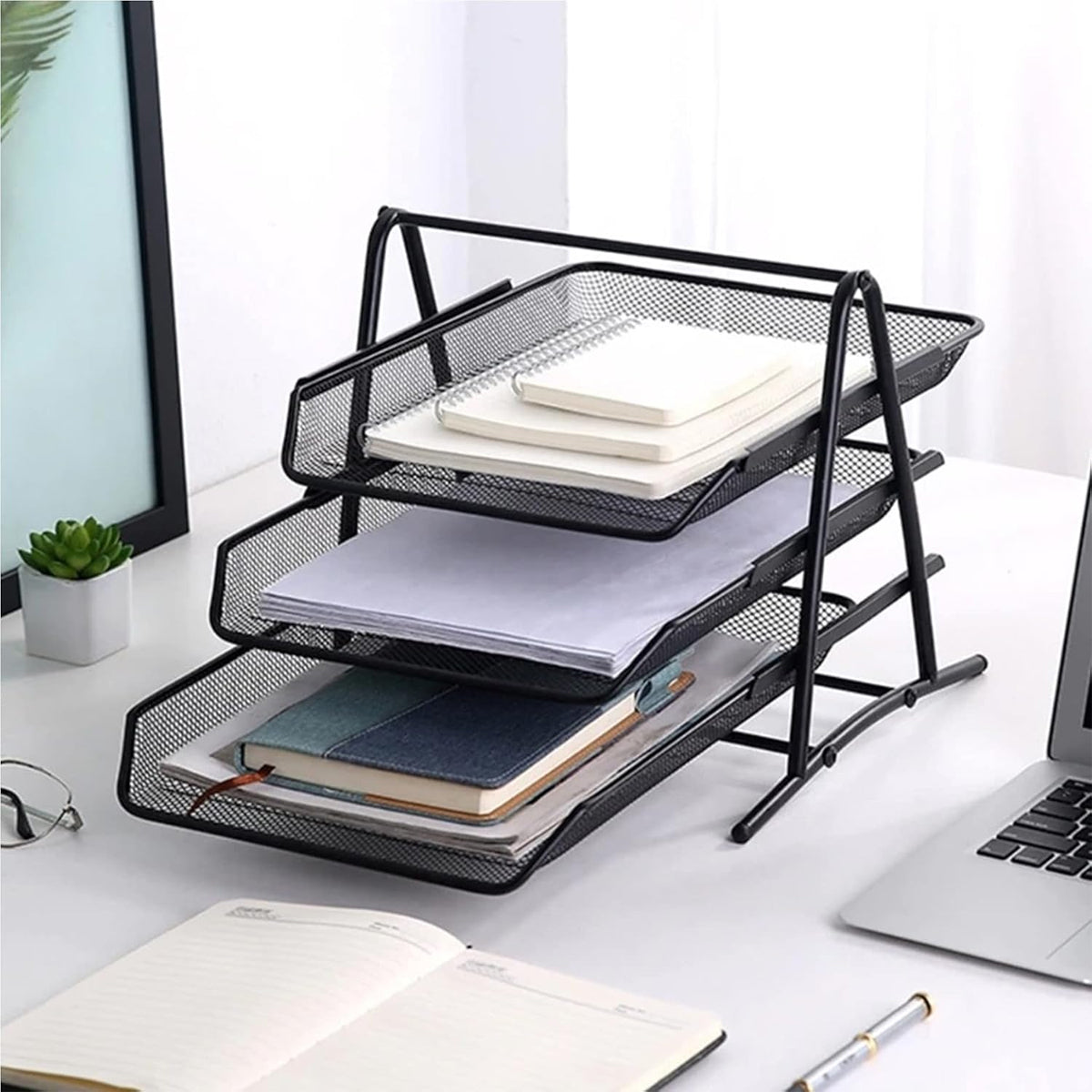 Metal Desktop File Holder Organizer with Multi Tiers