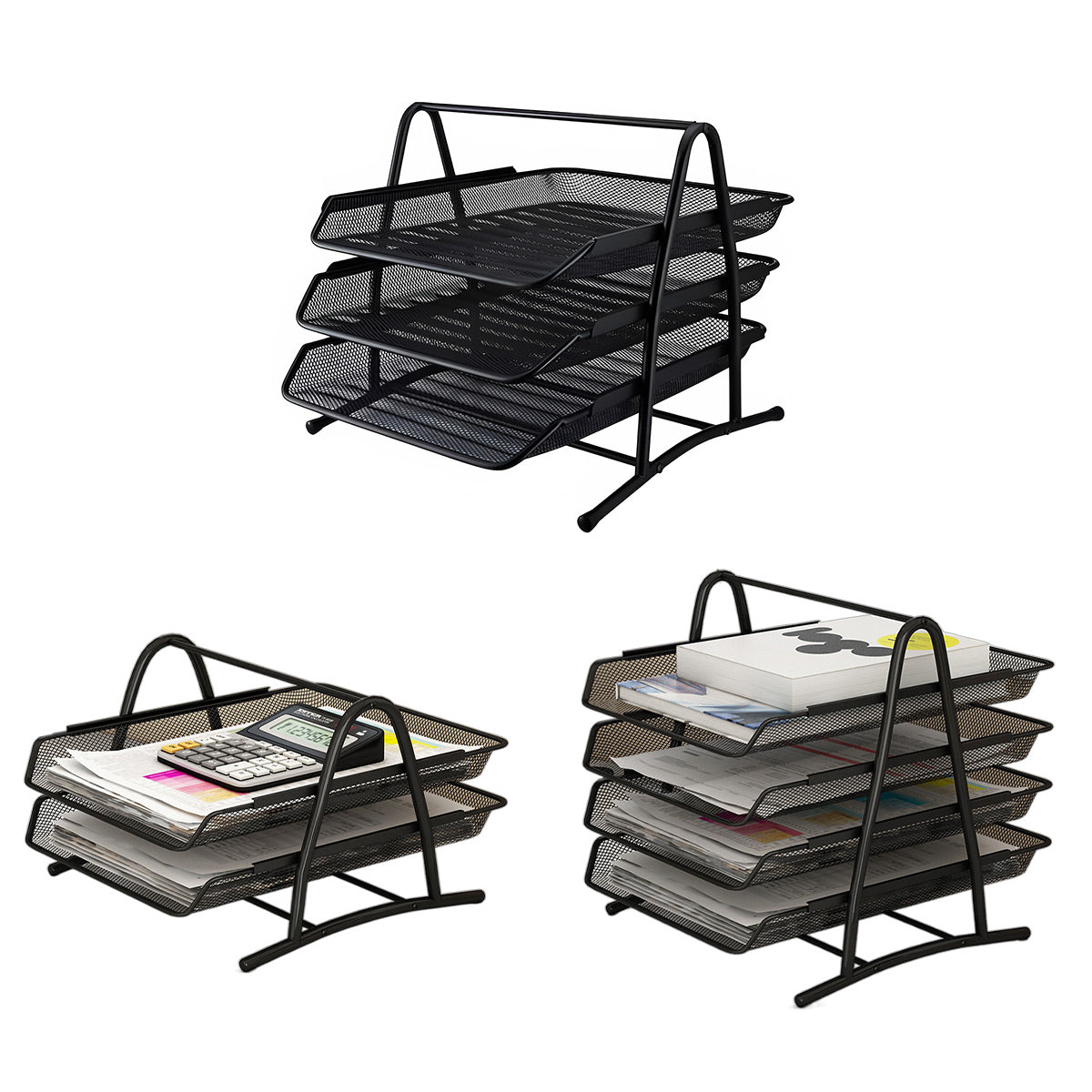 Metal Desktop File Holder Organizer with Multi Tiers