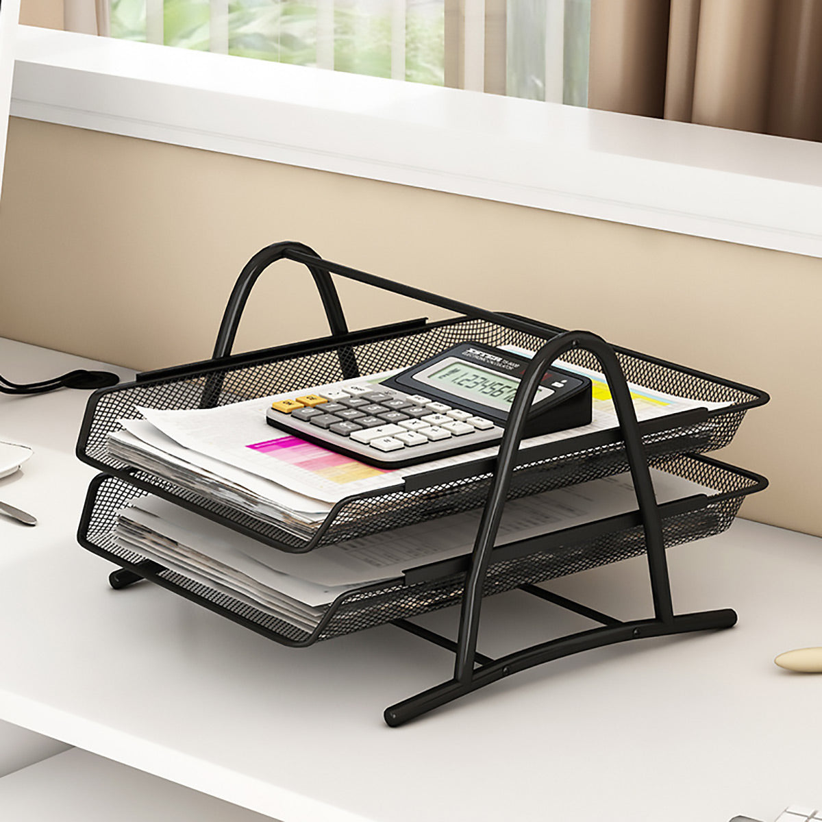 Metal Desktop File Holder Organizer with Multi Tiers