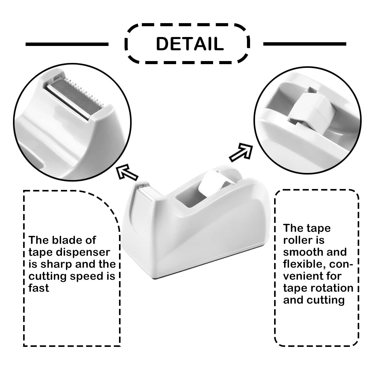 Transparent Tape Dispenser Non-Slip Base Sharp Cutter