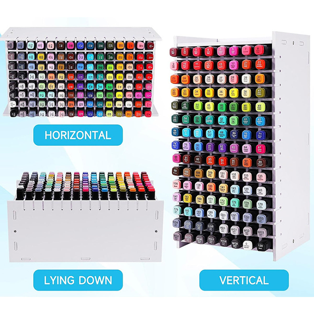 120 Grid Marker Storage Box for Pens Organizing