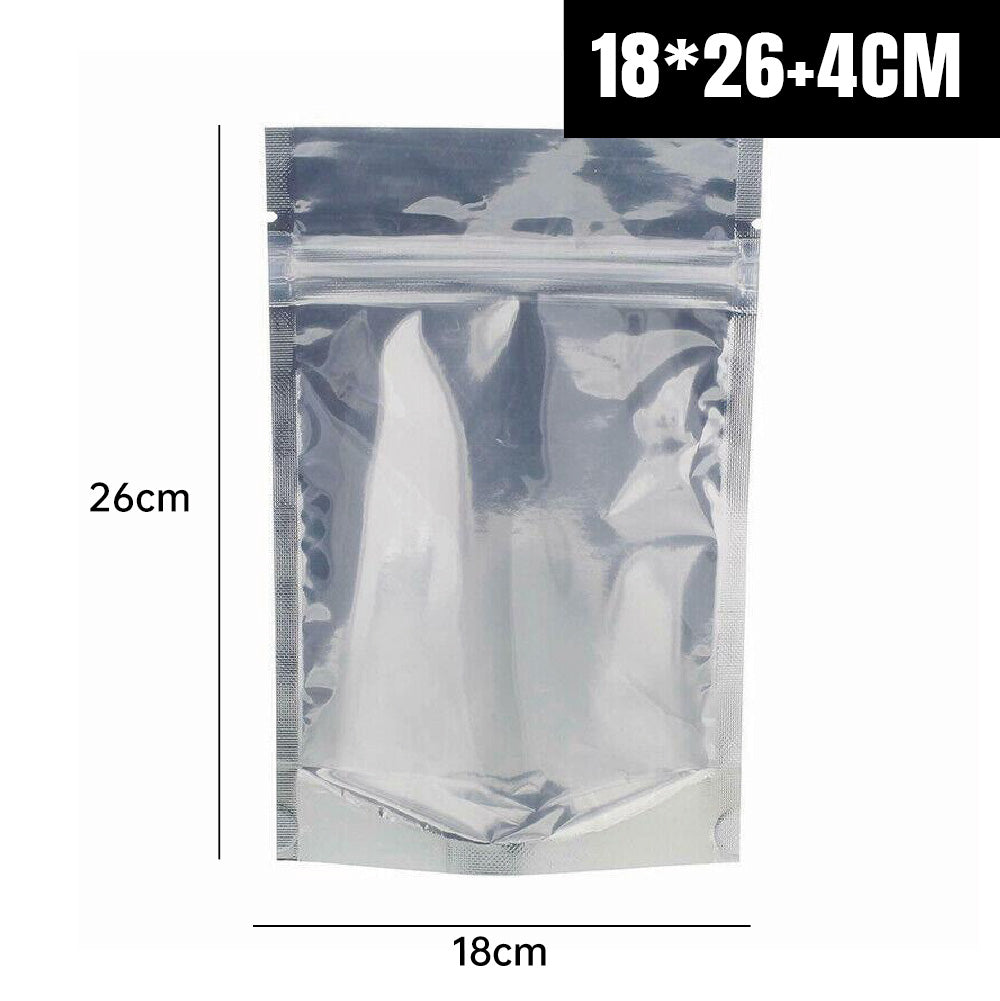 50pcs Mylar Stand Up Zip Lock Food Bags