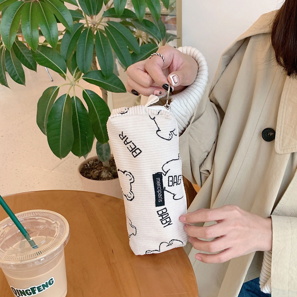 Pencil Case Organiser Bag Large Capacity Corduroy Zipper