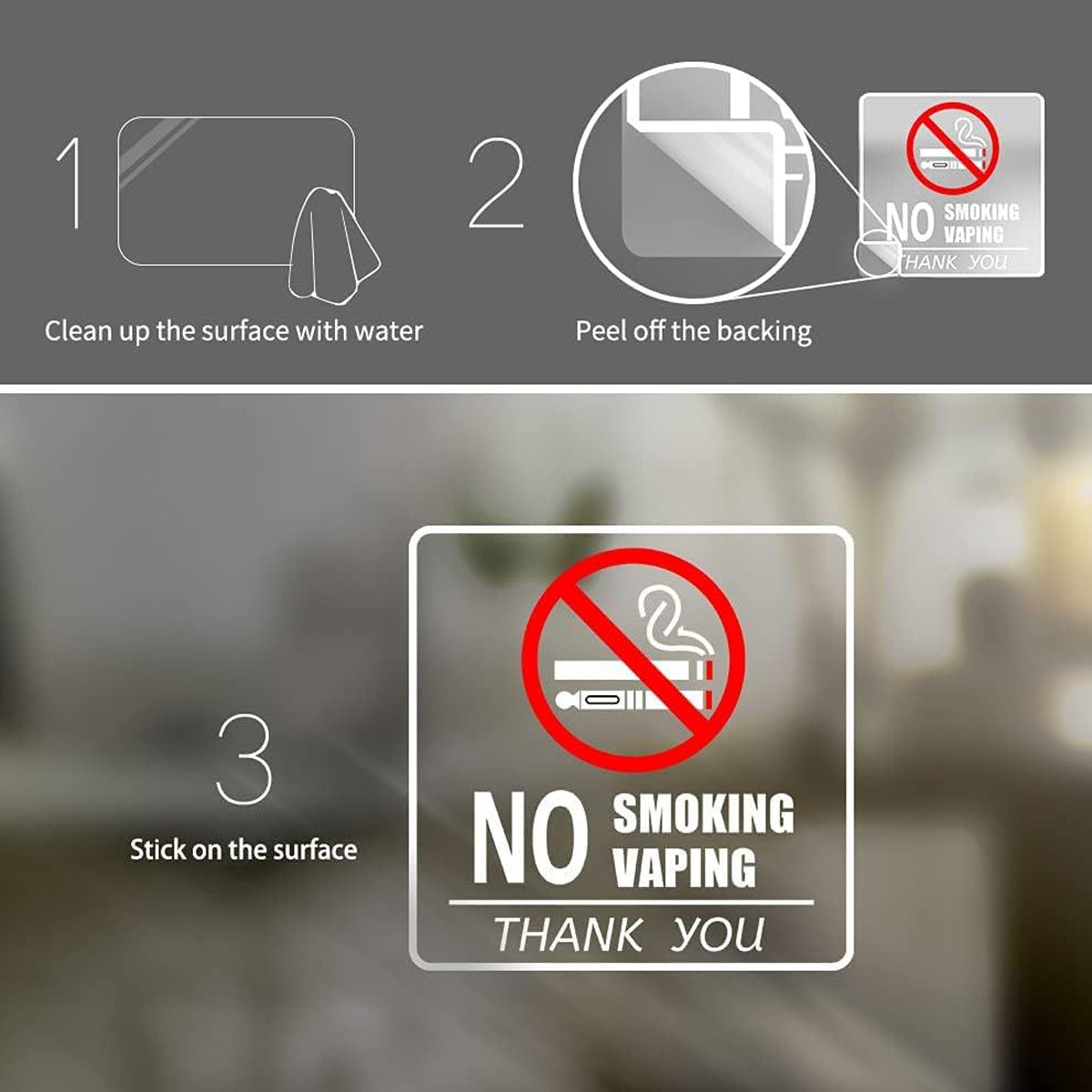 10 Pcs No Smoking Sign Sticker Waterproof Removable Label