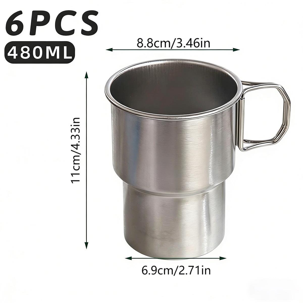 6 Pcs Stainless Steel Step Mugs 480ml Foldable