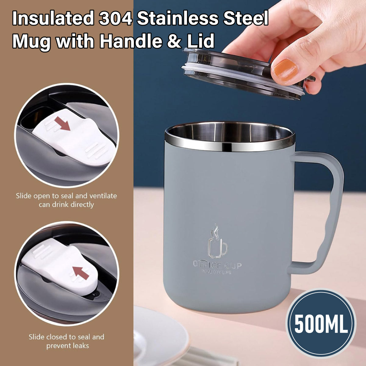 304 Stainless Steel Double Layer Mug with Scale