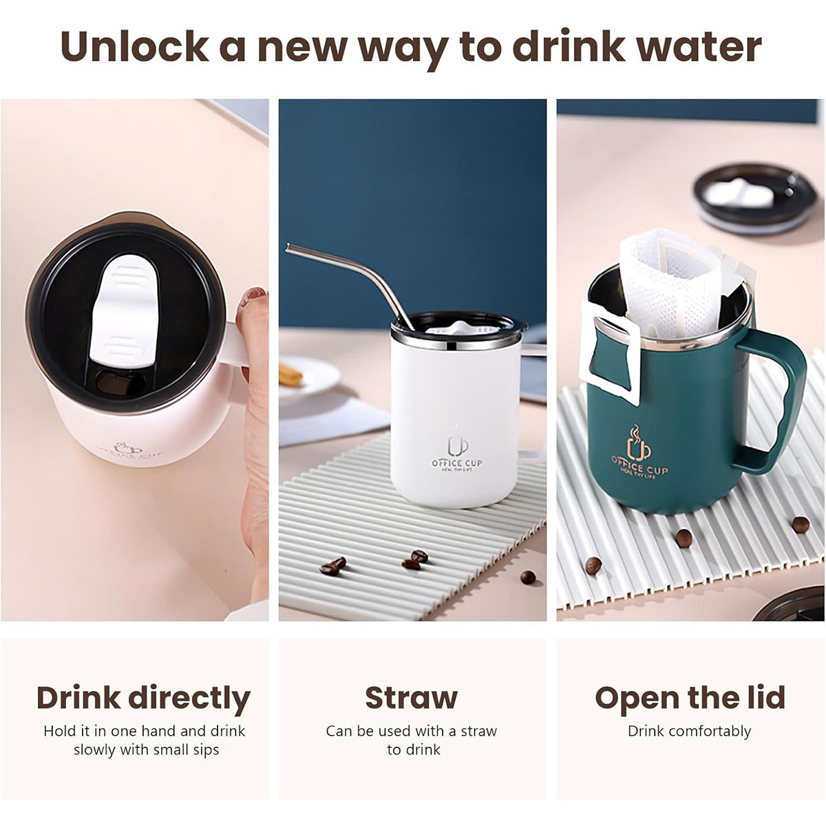 304 Stainless Steel Double Layer Mug with Scale