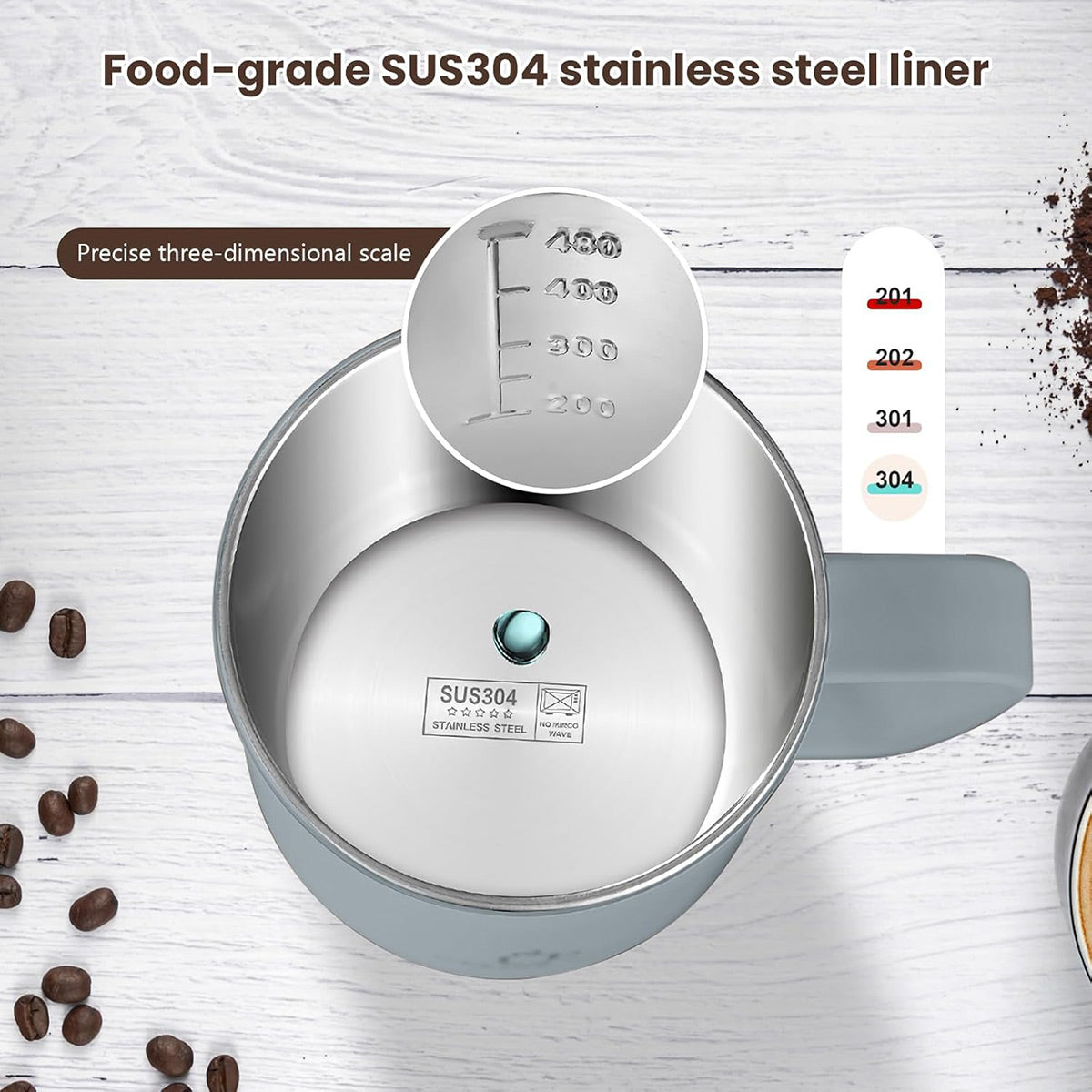 304 Stainless Steel Double Layer Mug with Scale