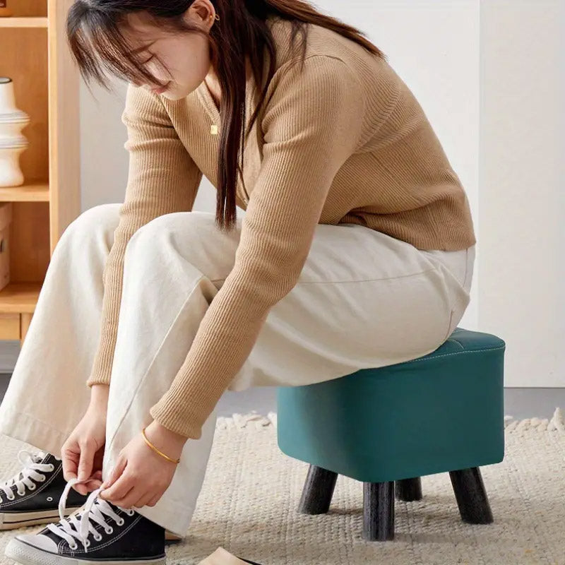 Small Wooden Stool with Scratch-Resistant Top