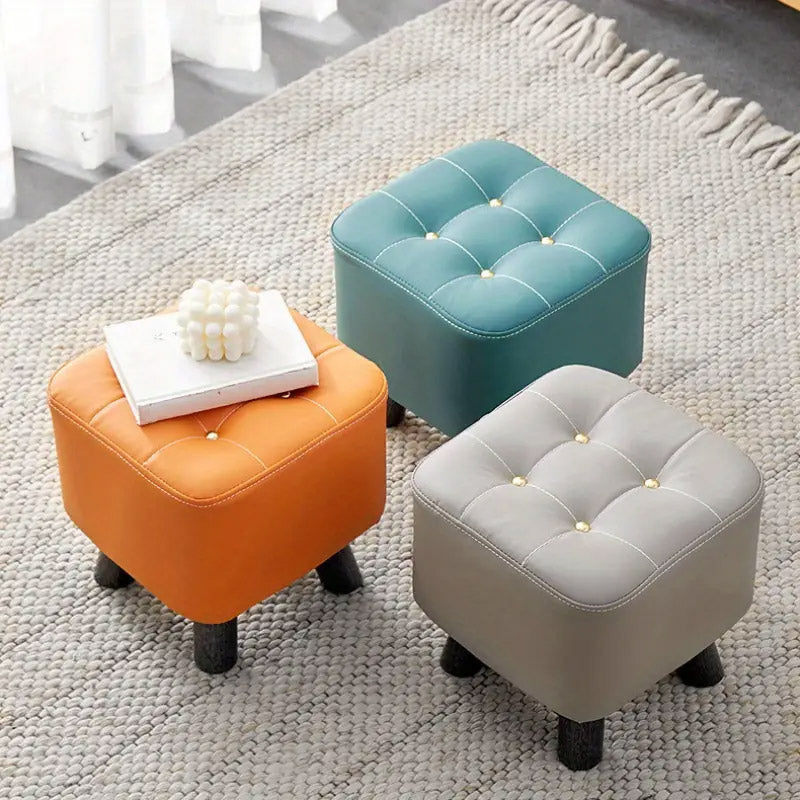 Small Wooden Stool with Scratch-Resistant Top