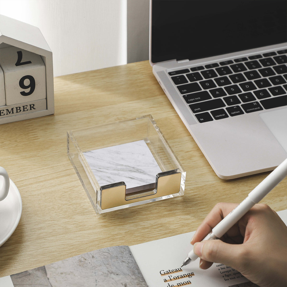 Large Desktop Sticky Note Box Organiser Acrylic Storage Holder