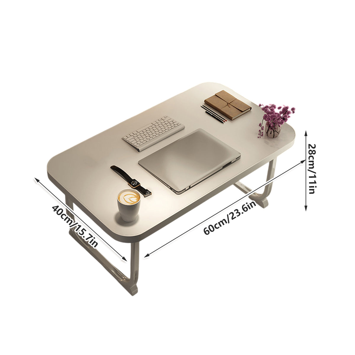 Folding Bed Desk with Retractable Legs for Study and Dorm Use