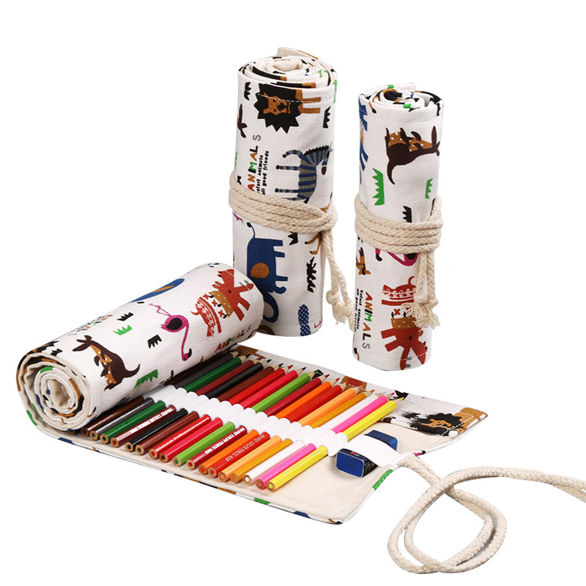 Canvas Roll Pencil Case 48/72 Holes with Drawstring Tie