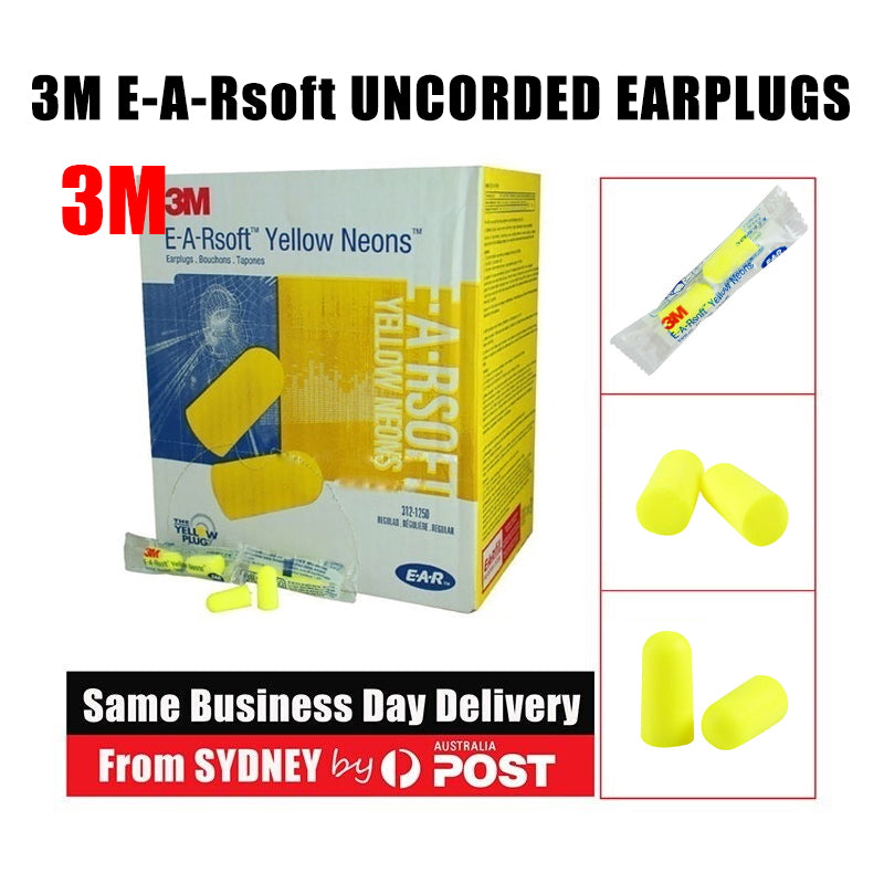 3M Foam Earplugs Yellow Moisture Resistant Soft Fit