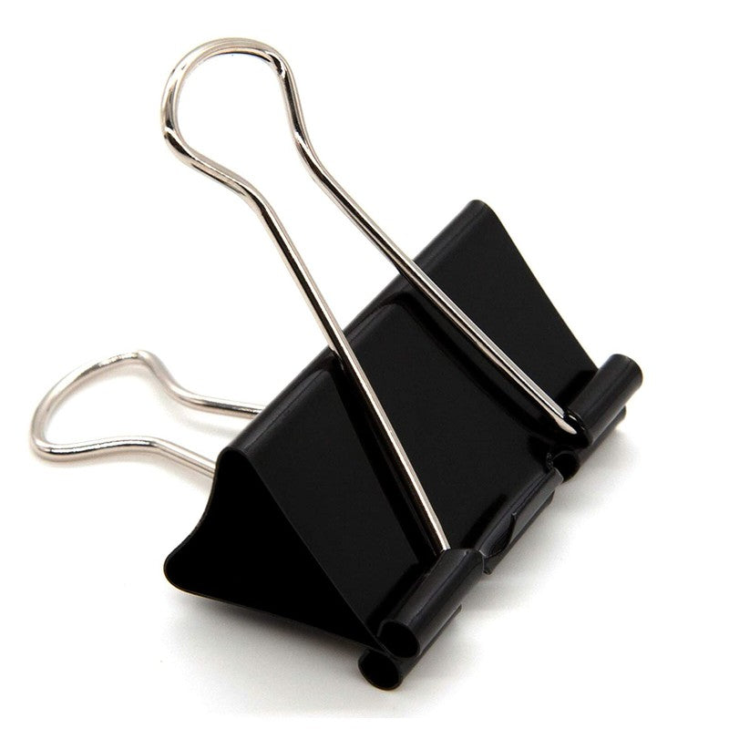 20 Pcs Bulldog Foldback Binder Clips Black Steel with Folding Arms