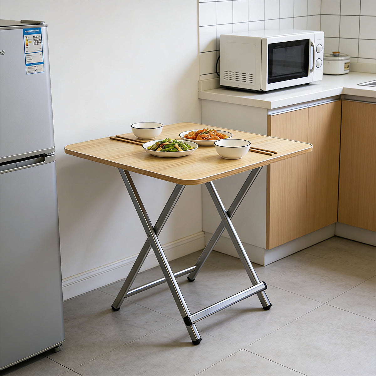60cm Wooden Folding Square Table for Home and Workspace