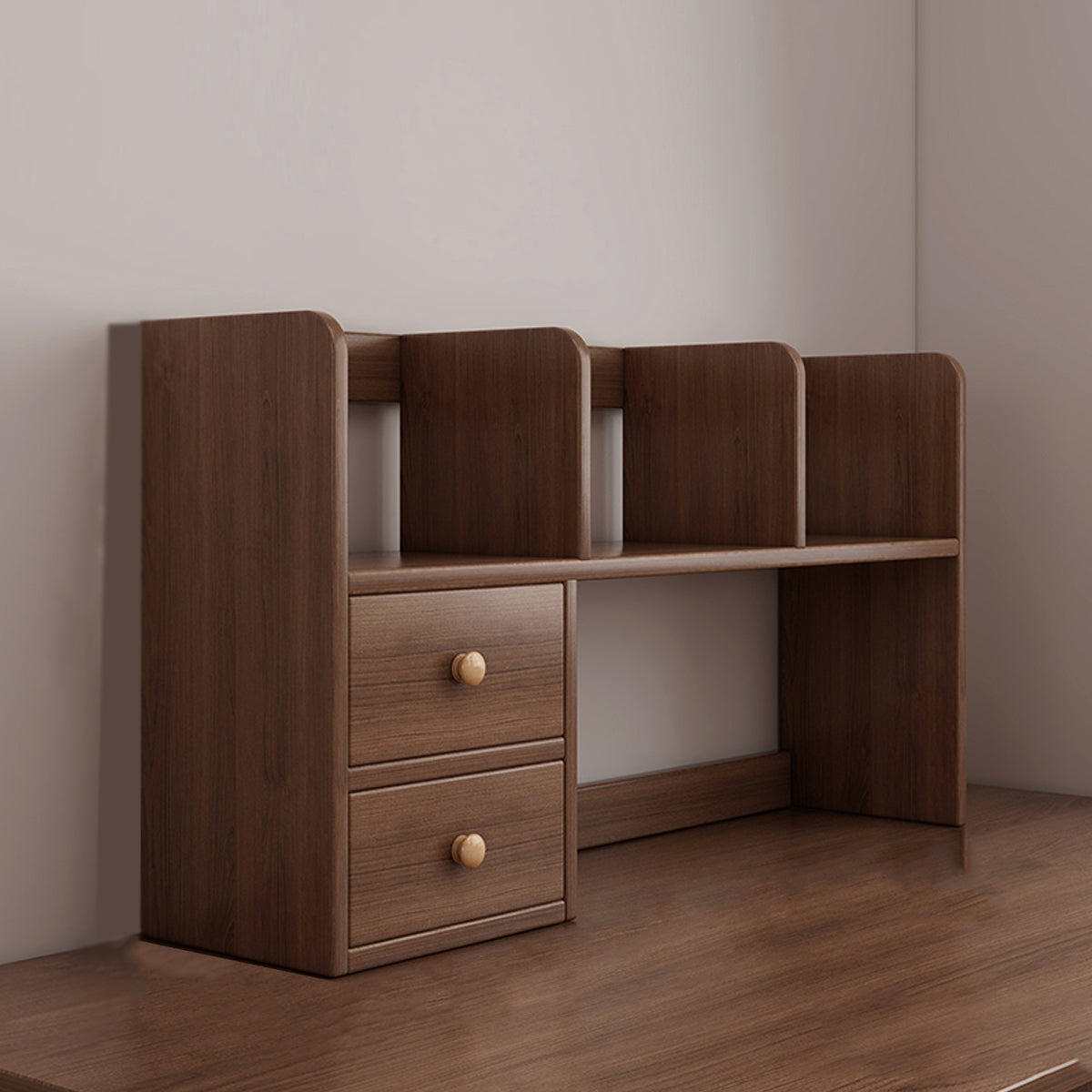 Solid Wood Desktop Shelf Two Tiers for Books Files