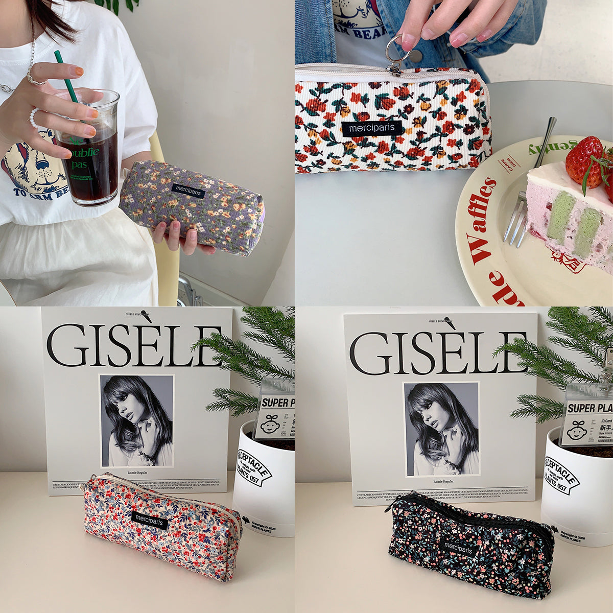 Pencil Case Organiser Bag Large Capacity Corduroy Zipper