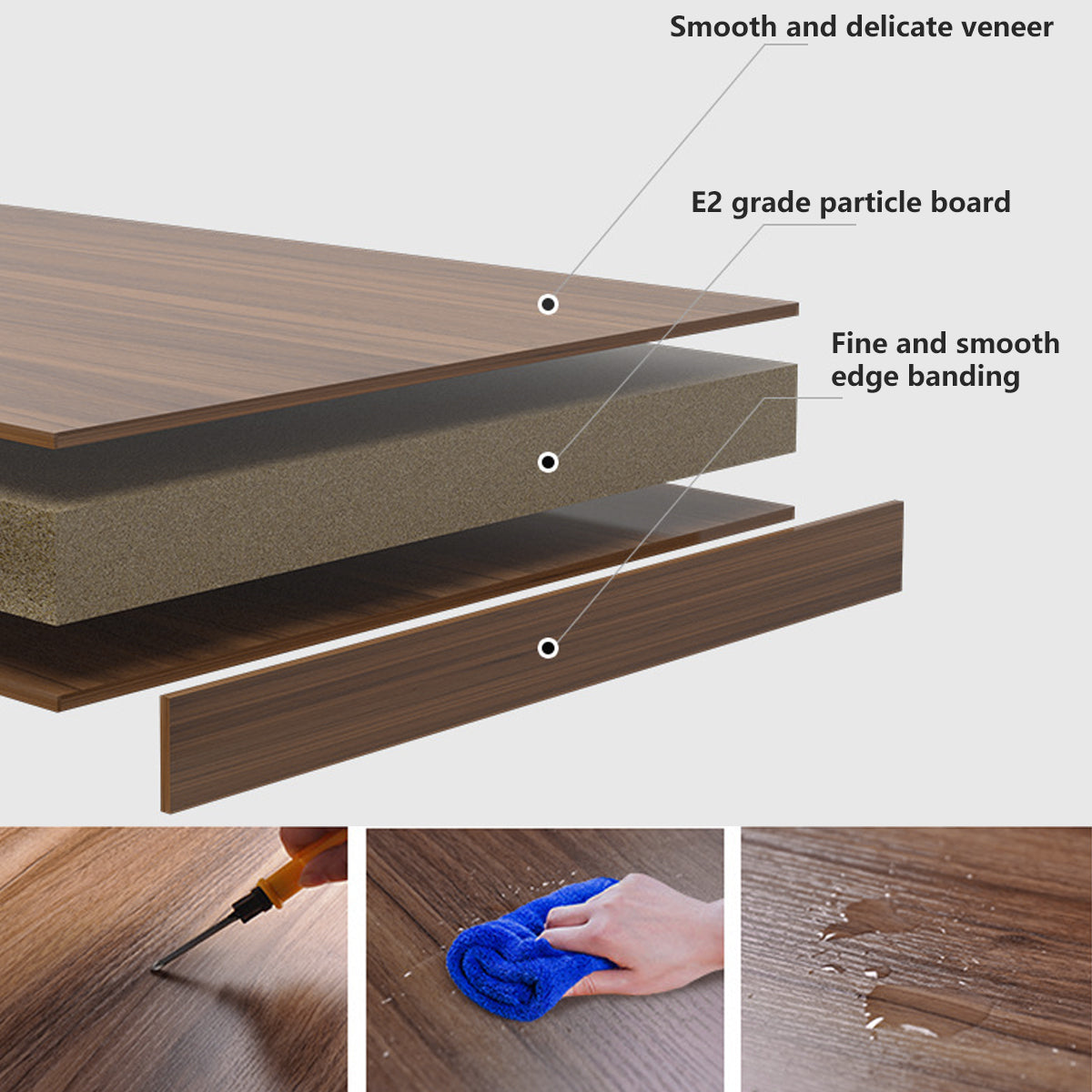 Mobile Bedside Table with Adjustable Height and Wooden-Tone Desktop