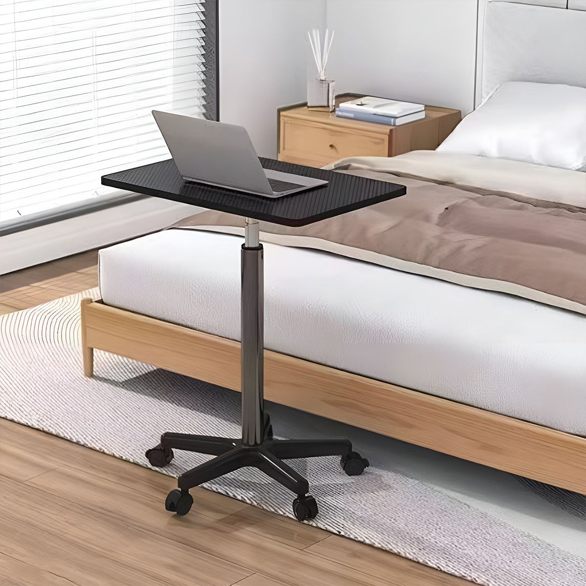 Mobile Height Adjustable Table with Wheels for Home Office Work