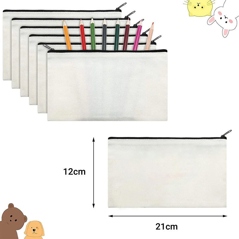 10 Pcs Canvas Makeup Bags Blank DIY Zipper Pouch Set