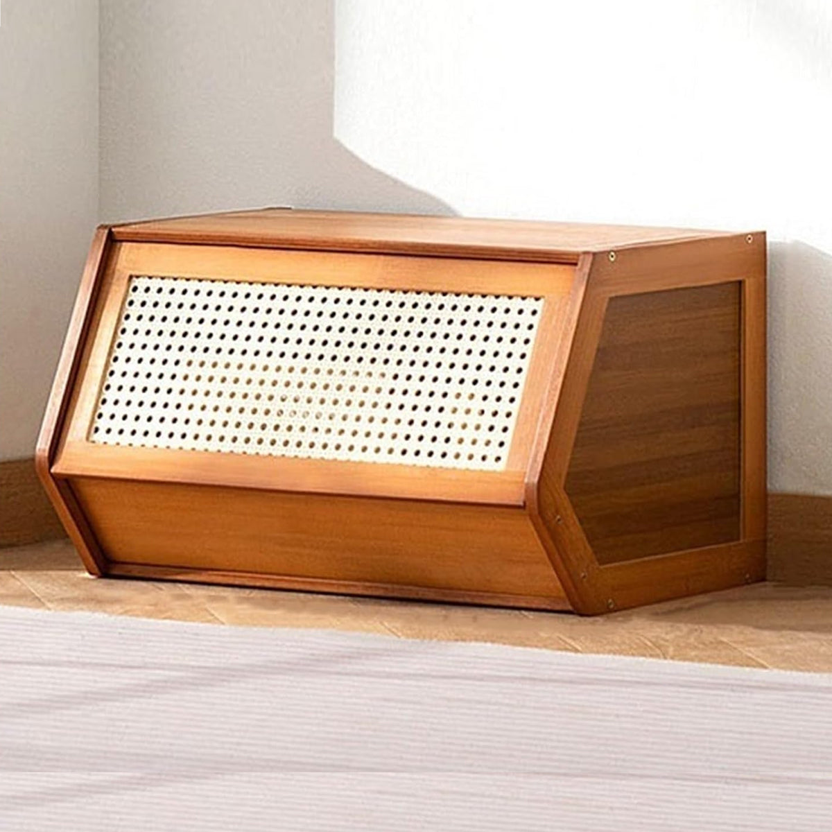 Bamboo Bookcase Storage Cabinet with Doors